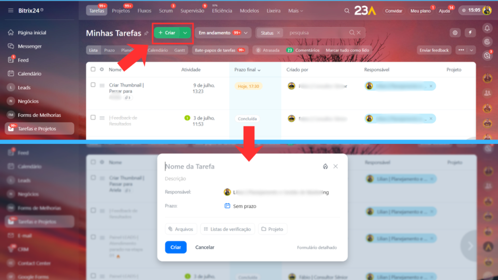 Formulário rápido para criação de tarefa Bitrix24 | 23A Digital